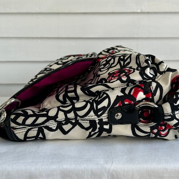 COACH Kyra Graffiti Daisy Floral Crossbody Shoulder Back Pink Lining White Black - Picture 13 of 16